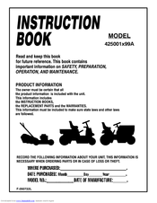 Murray 425001x99A Instruction Book