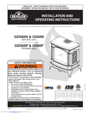 Napoleon GDS60-P Installation And Operating Instructions Manual