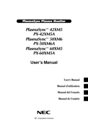 NEC PlasmaSync PX-60XM5A User Manual