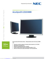NEC AccuSync LCD224WM Specifications