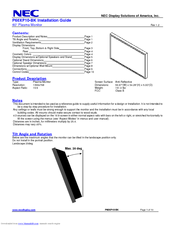 NEC P60XP10-BK Installation Manual
