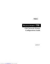 NEC Silentwriter 1765 Configuration Manual