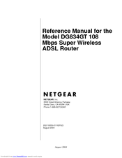 NETGEAR DG834GT - 108 Mbps Super G Wireless ADSL Router Reference Manual