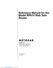NETGEAR RP614 - Web Safe Router Reference Manual