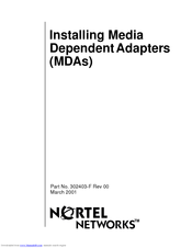Nortel Installing Media Dependent Adapters Installation Manual