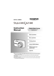 Olympus 226255 - Stylus 840 Digital Camera Instruction Manual