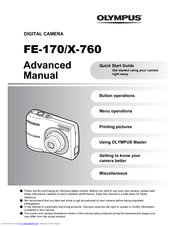Olympus FE 170 - Digital Camera - 6.0 Megapixel Advanced Manual