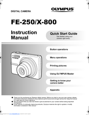 Olympus FE 250 - Digital Camera - Compact Instruction Manual