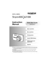 Olympus Stylus 830 - Stylus 830 8MP Digital Camera Instruction Manual