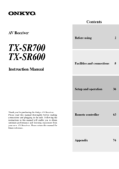 Onkyo TX-SR600 Instruction Manual