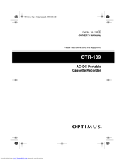 Optimus CTR-109 Owner's Manual