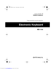 Optimus MD-1150 Owner's Manual