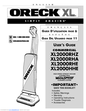 Oreck XL2000RHZ User Manual