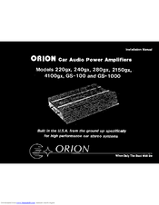 Orion 240gx Installation Manual