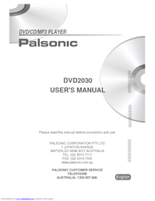 Palsonic DVD/CD/MP3 Player DVD2030 User Manual