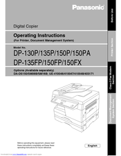 Panasonic DP-150P Operating Instructions Manual