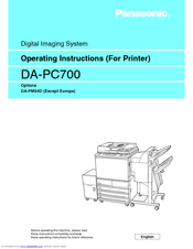 Panasonic DA-PC700 Operating Instructions Manual