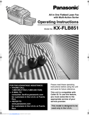 Panasonic KX-FLB851 - All-in-One Flatbed Laser Fax Operating Instructions Manual
