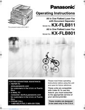 Panasonic KX FLB801 - B/W Laser - All-in-One Operating Instructions Manual