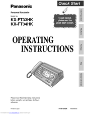Panasonic KX-FT34HK Operating Instructions Manual