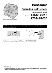Panasonic KX-MB3020 - Laser Multi-Function Printer Operating Instructions Manual
