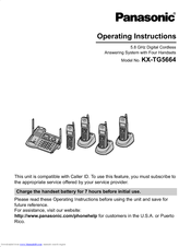Panasonic KXTG5664S - 5.8 NXPD TOT 1HS Operating Instructions Manual