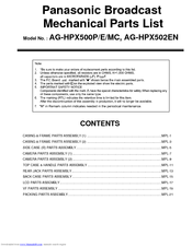 Panasonic AG-HPX502EN Parts List
