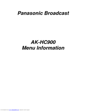 Panasonic AKHC900 - COLOR CAMERA Menu Information