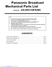 Panasonic AG-HSC1UP Parts List