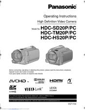 Panasonic HDC-TM20 Operating Instructions Manual