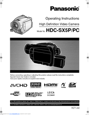 Panasonic HDCSX5P - HD VIDEO CAMERA Operating Instructions Manual