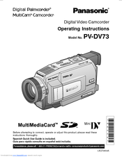 Panasonic PVDV73D - DIGITAL VIDEO CAMCOR Operating Instructions Manual