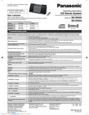 Panasonic SCEN35 - CD STEREO SYSTEM Operating Instructions Manual