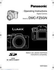 Panasonic Lumix DMC-FZ5GN Operating Instructions Manual