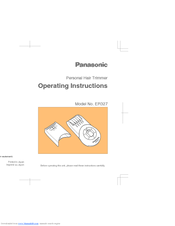 Panasonic ER327 Operating Instructions Manual