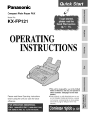 Panasonic KX-FP121 Operating Instructions Manual