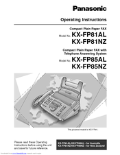 Panasonic KX-FP85NZ Operating Instructions Manual