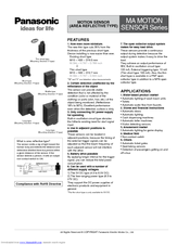 Panasonic MA Motion Sensor Series Specification Sheet