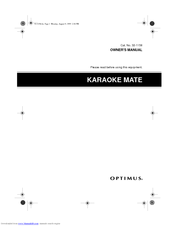 Radio Shack Optimus KARAOKE MATE 32-1158 Owner's Manual
