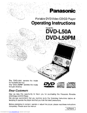 Panasonic DVD-L50PM Operating Instructions Manual