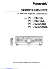 Panasonic DW5000UL - WXGA DLP Projector Operating Instructions Manual