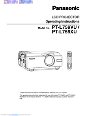 Panasonic PTL759VU - LCD PROJECTOR Operating Instructions Manual