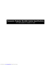 Panasonic PT-F100 Specifications