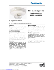 Panasonic Fire Alarm Systems Heat Detectors 6275 Specification Sheet
