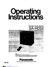 Panasonic SA-HD52 Operating Instructions Manual