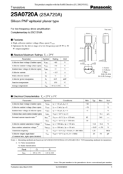 Panasonic 2SA0720A Specification Sheet