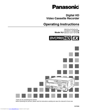 Panasonic AJHD1700 - HD VTR W/24P Operating Instructions Manual