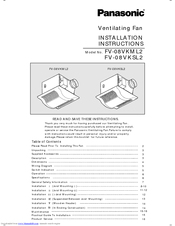Panasonic Whisper Green-Lite FV-08VKSL2 Installation Instructions Manual
