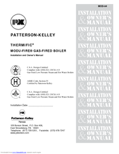 Patterson-Kelley Modu-Fire 2000 Installation And Owner's Manual