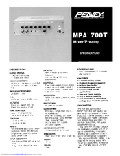 Peavey MPA 700T Specifications
